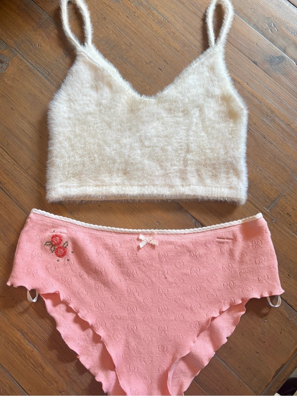 For love and lemons fuzzy top and pointelle shorts lounge set